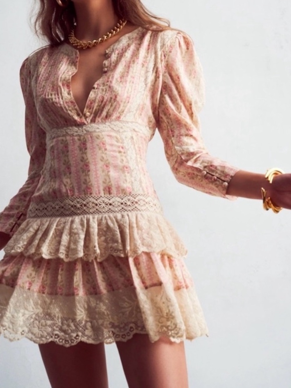 LoveShackFancy Pirelle Mini Dress in Frosted Petal Pink - Picture 14 of 15